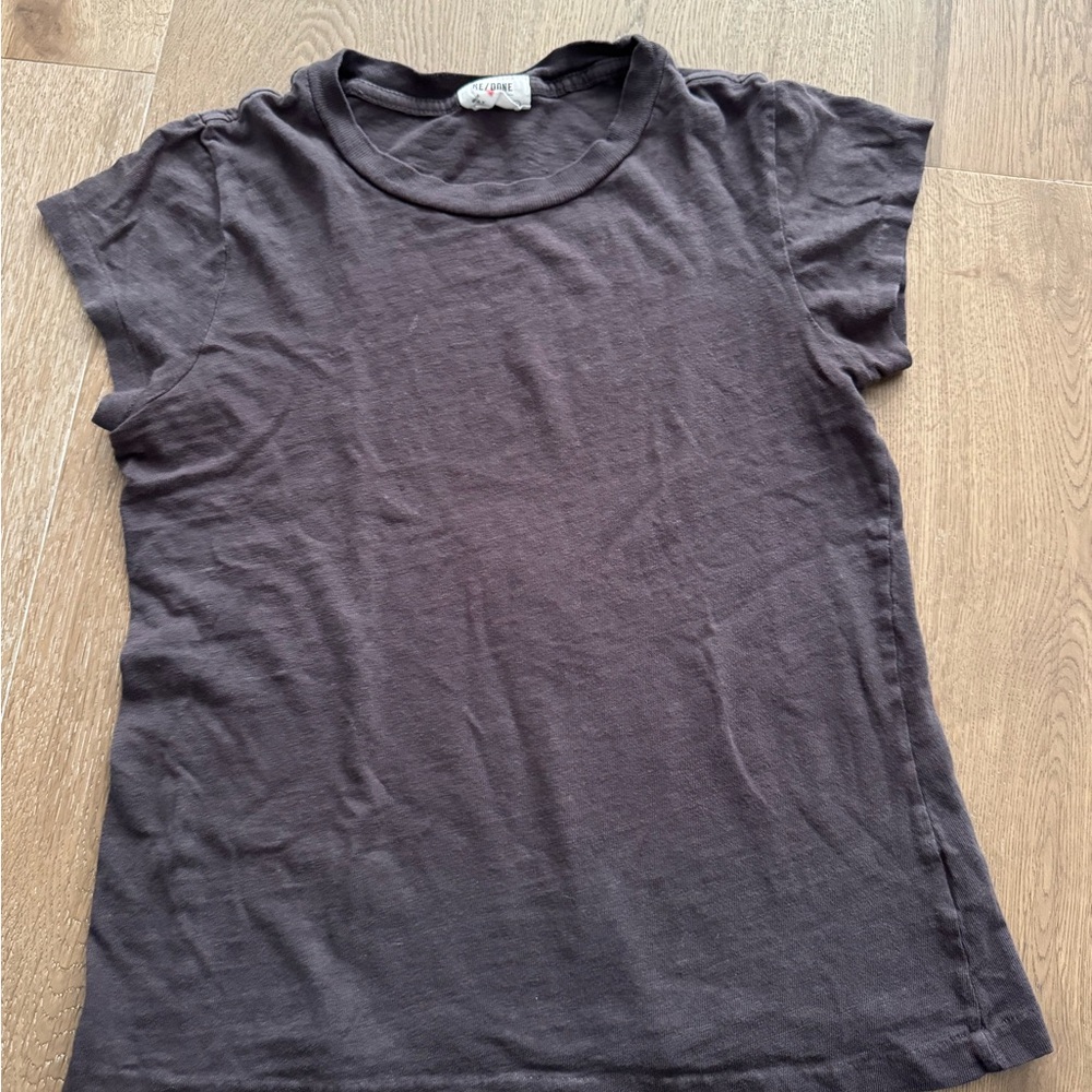 Re/Done Hanes Charcoal Short Sleeve Tee
